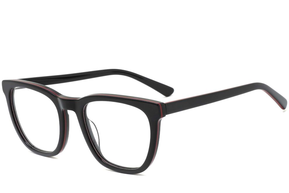 Rechteckige schwarze Acetatbrille #BS0420-0083