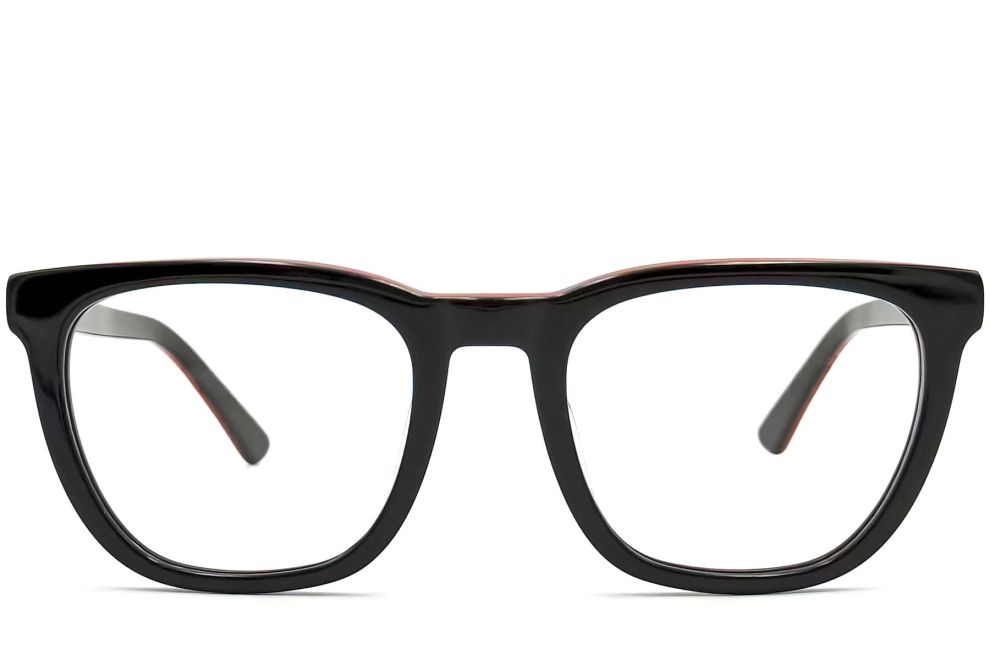 Rechteckige schwarze Acetatbrille #BS0420-0083