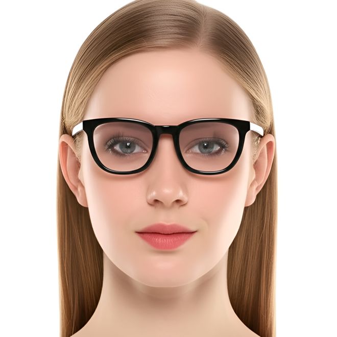 Rechteckige schwarze Acetatbrille #BS0420-0083