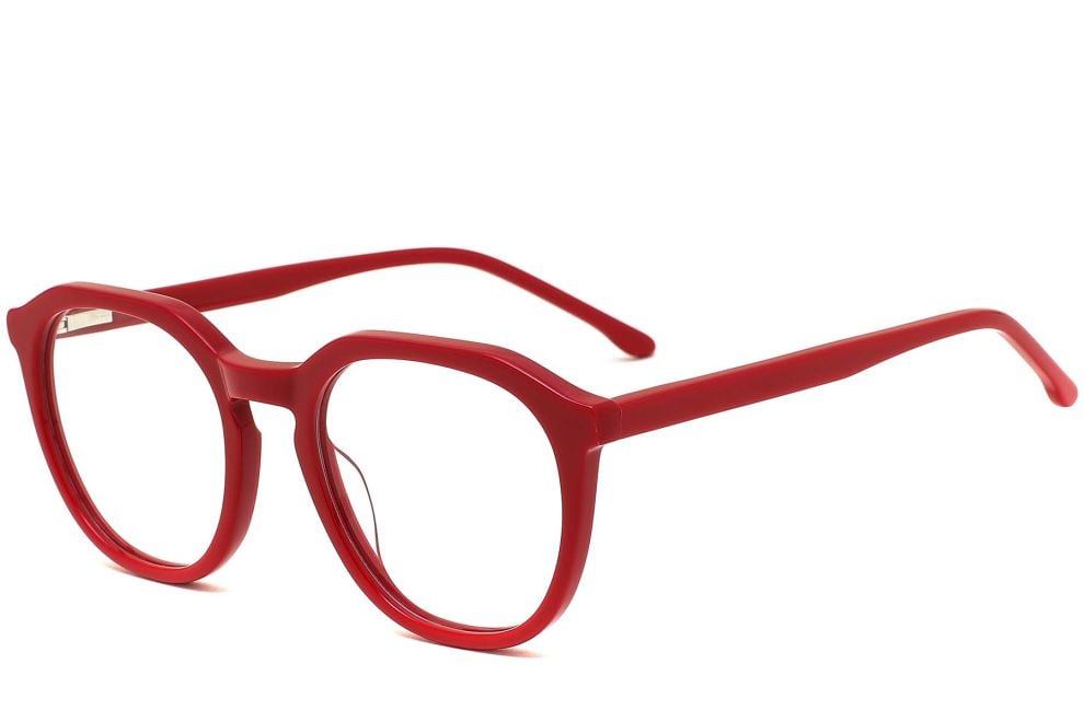 Oval Red Acetate Glasses #BS0420-0084