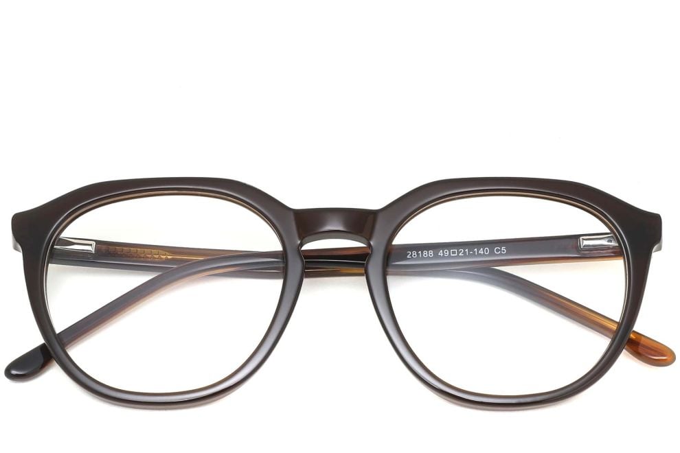 Gafas ovaladas de acetato marrón #BS0420-0086