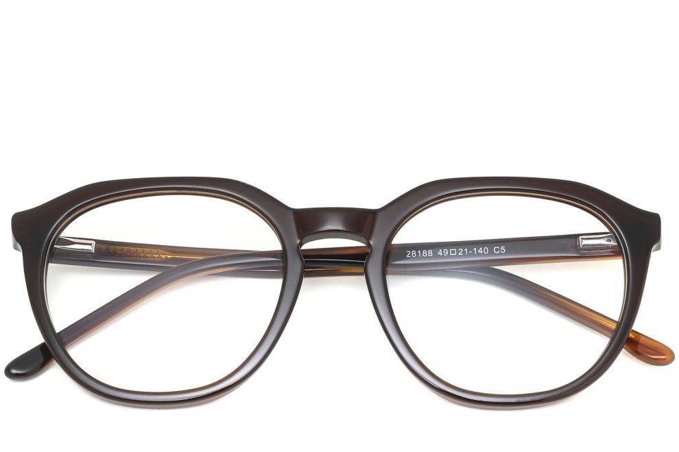 Oval Brown Acetate Glasses #BS0420-0086