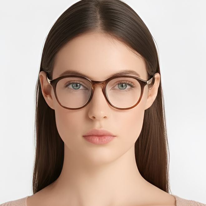 Oval Brown Acetate Glasses #BS0420-0086