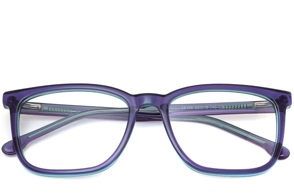 Rectangular Green Acetate Glasses #BS0420-0092