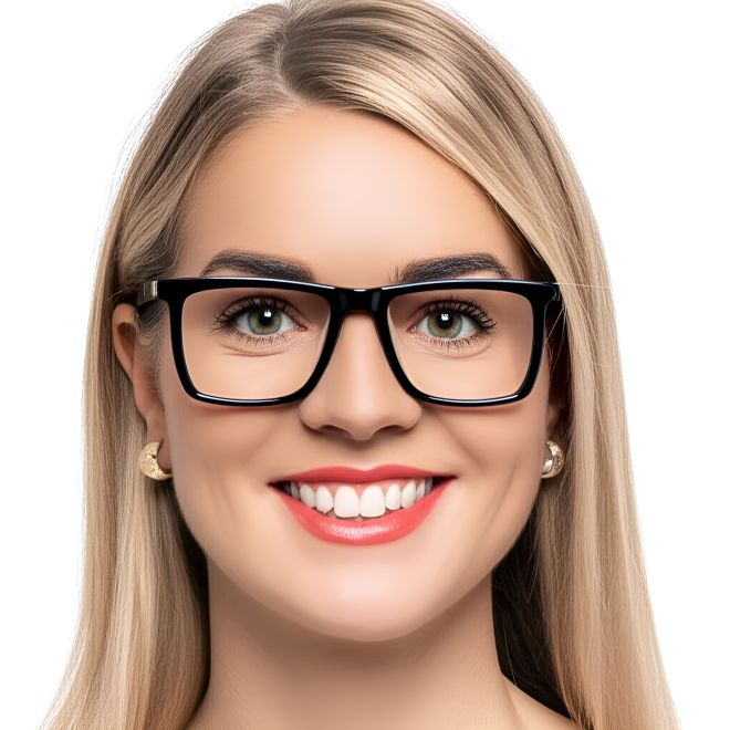 Rectangular Black Acetate Glasses #BS0420-0098