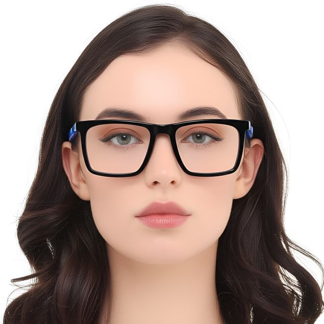 Rechteckige blaue Acetatbrille #BS0420-0100