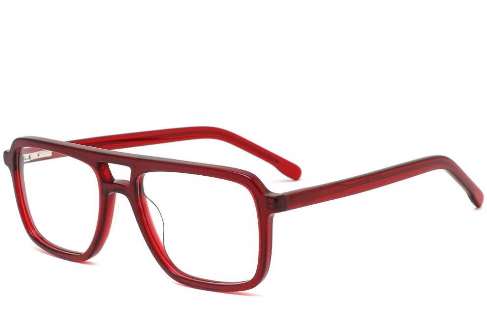 Pilotenbrille aus rotem Acetat #BS0420-0103