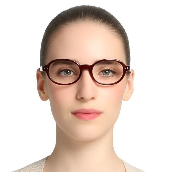 Lunettes ovales en acétate rouge #BS0420-0110