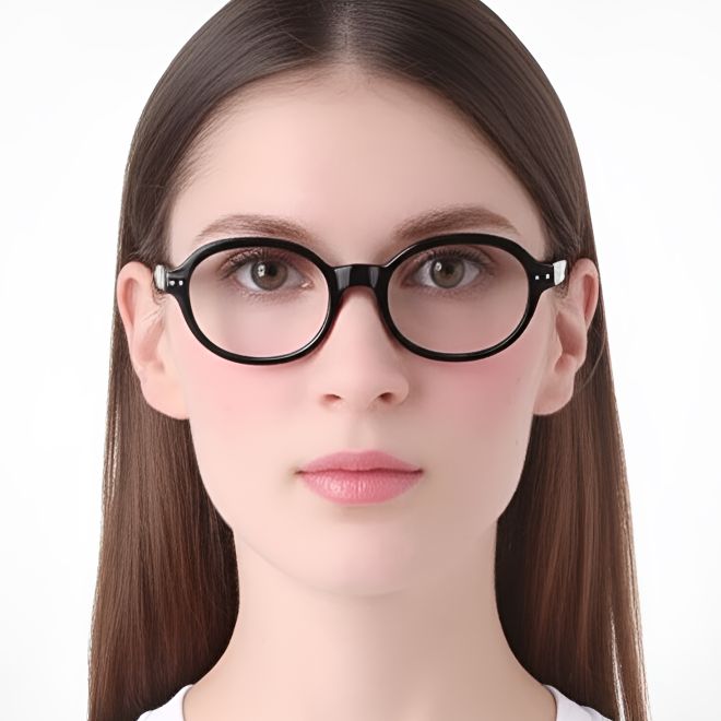 Ovale schwarze Acetatbrille #BS0420-0112