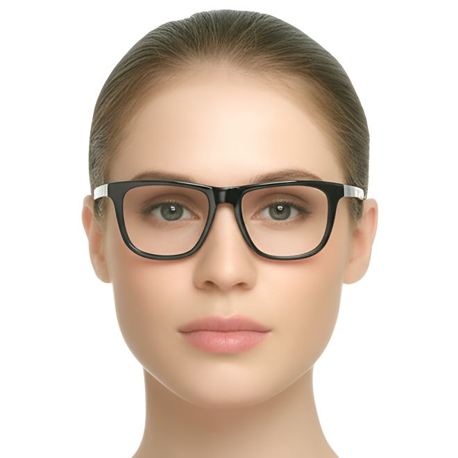 Rechteckige schwarze Acetatbrille #BS0420-0113