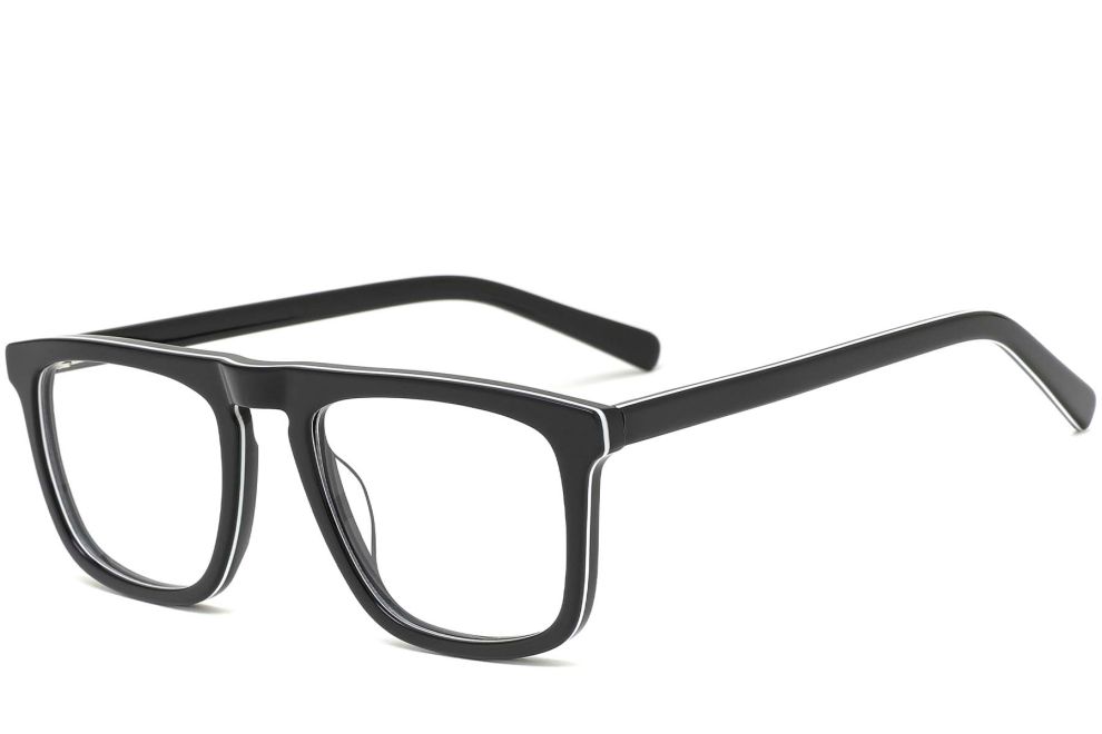 Rechteckige schwarze Acetatbrille #BS0420-0116