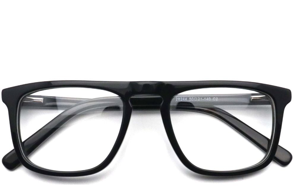 Gafas rectangulares de acetato negro #BS0420-0116