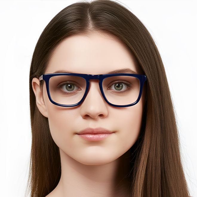 Rechteckige schwarze Acetatbrille #BS0420-0116