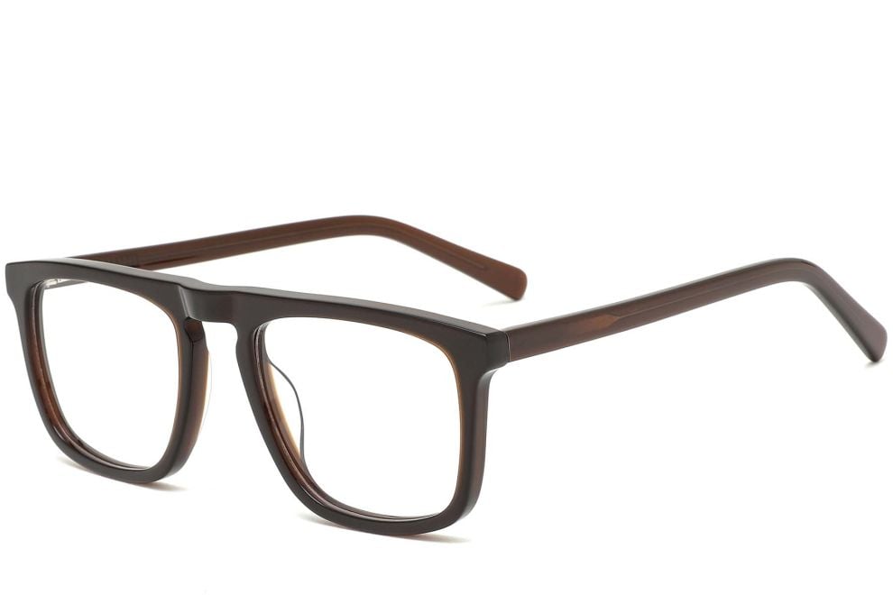 Rectangular Brown Acetate Glasses #BS0420-0118