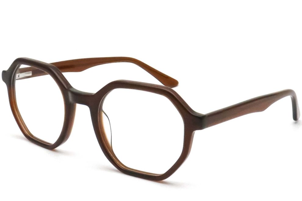 Geometrische braune Acetatbrille #BS0420-0122