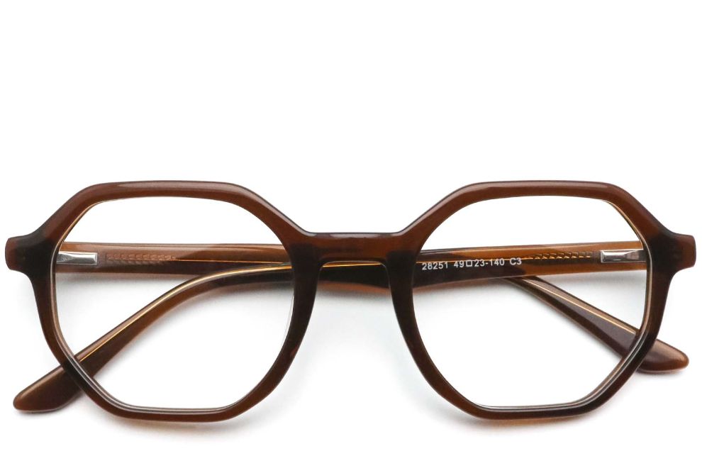 Geometrische braune Acetatbrille #BS0420-0122