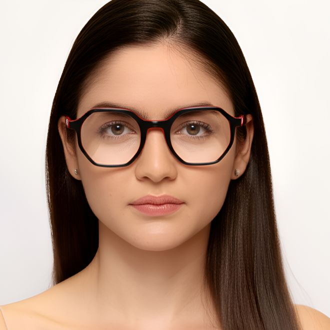 Geometrische rote Acetatbrille #BS0420-0124
