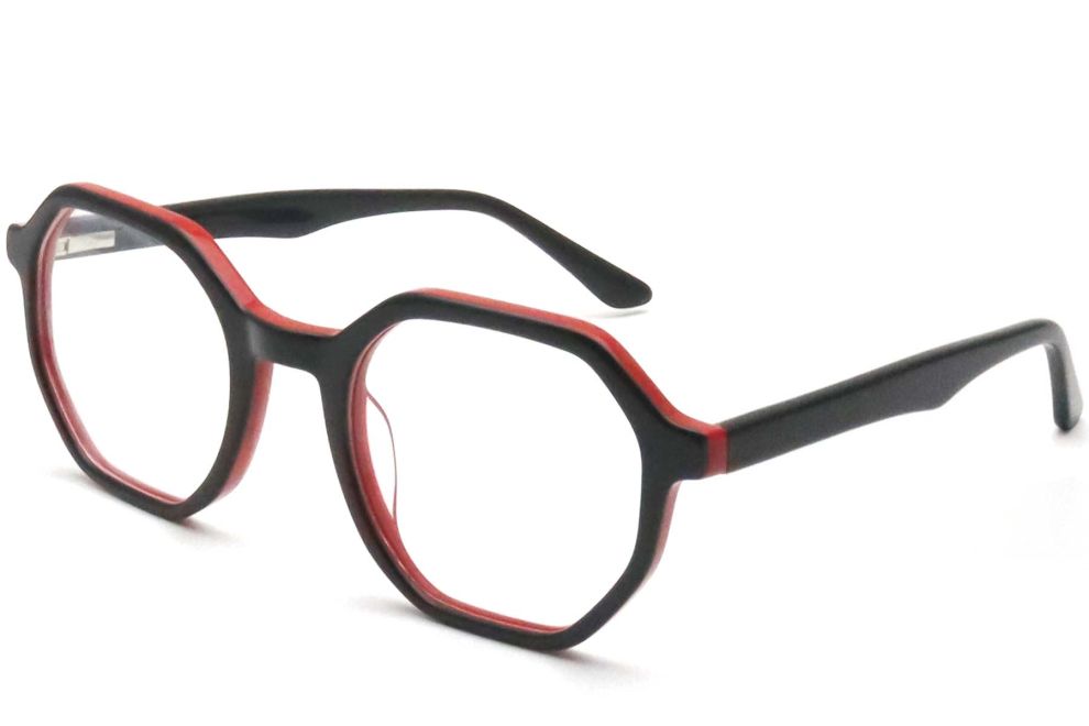 Geometrische rote Acetatbrille #BS0420-0124