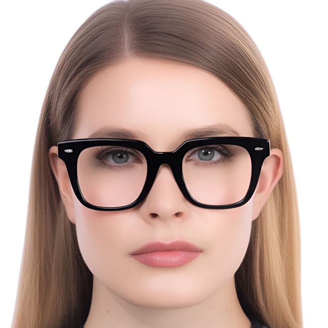 Rechteckige schwarze Acetatbrille #BS0420-0128
