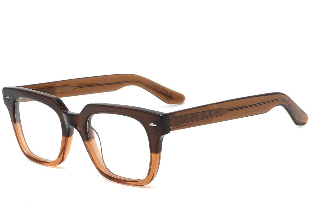 Rechteckige braune Acetatbrille #BS0420-0130