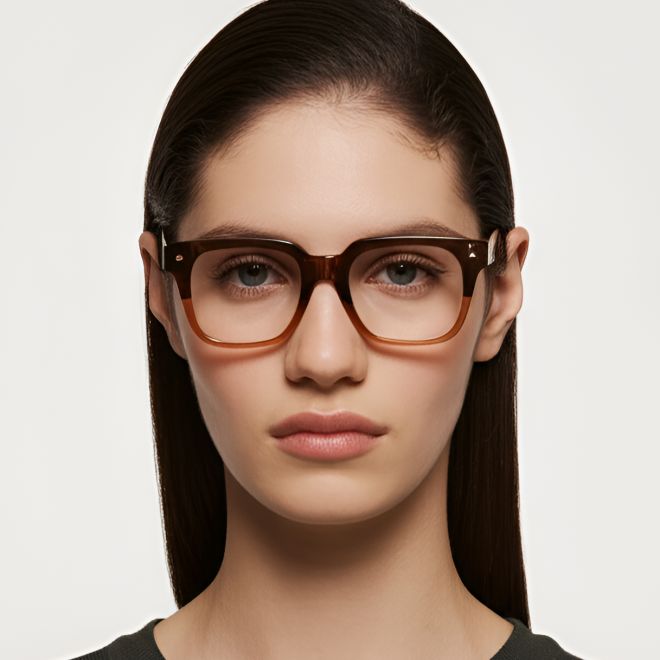 Rechteckige braune Acetatbrille #BS0420-0130