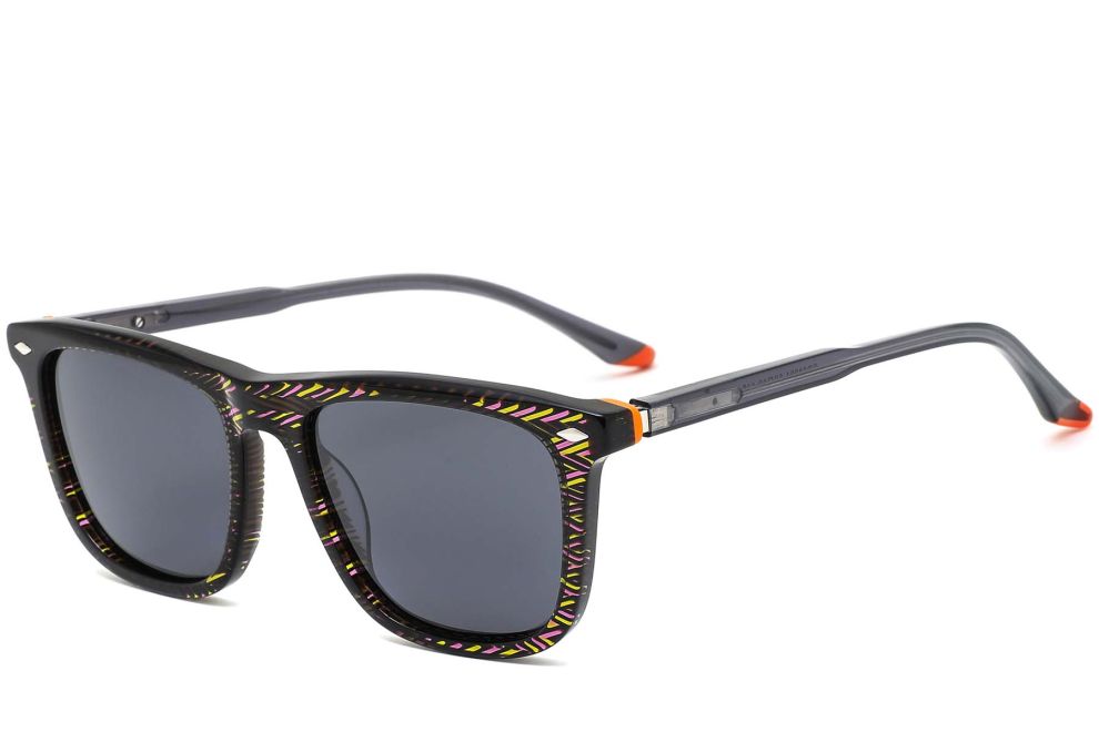 Acetat-Sonnenbrille mit rechteckigem Muster #BS0420-0133