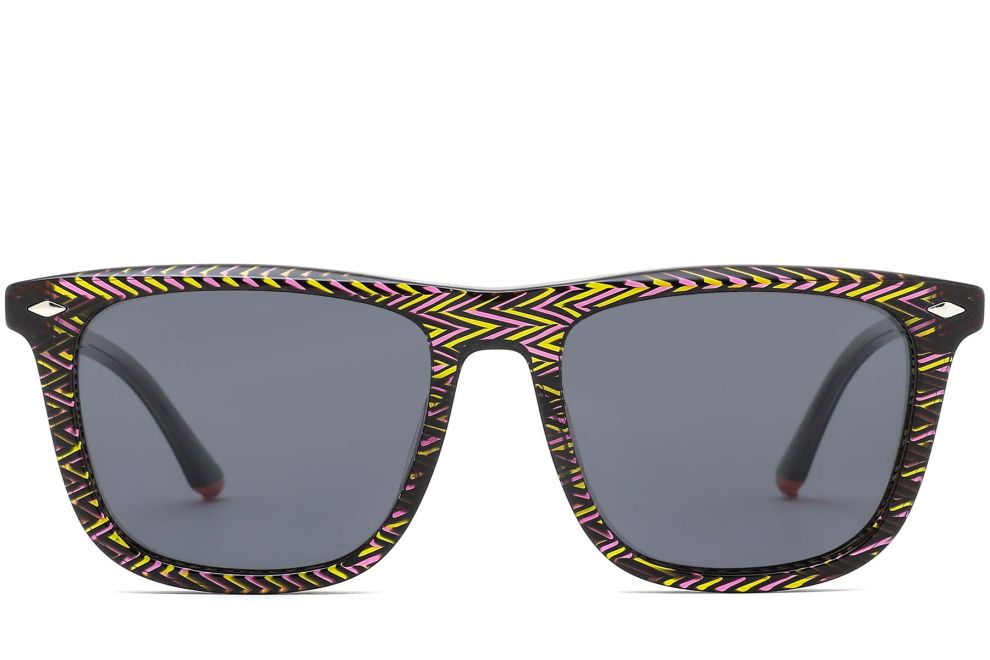Acetat-Sonnenbrille mit rechteckigem Muster #BS0420-0133