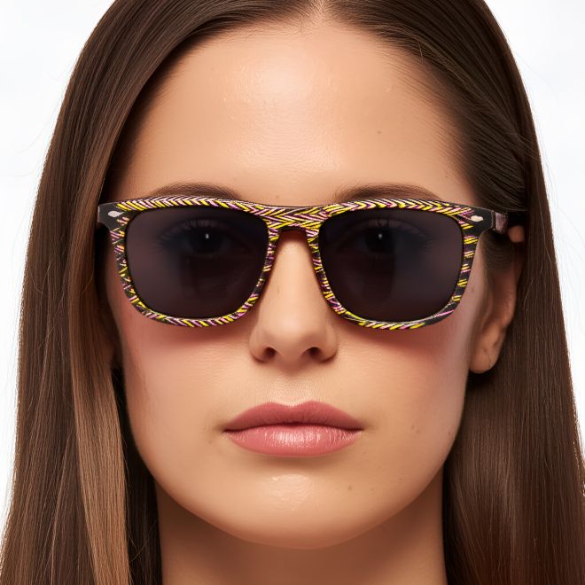 Acetat-Sonnenbrille mit rechteckigem Muster #BS0420-0133