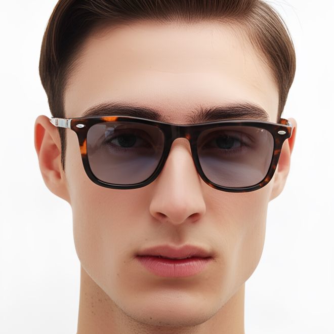 Rechteckige Schildpatt-Acetat-Sonnenbrille #BS0420-0135