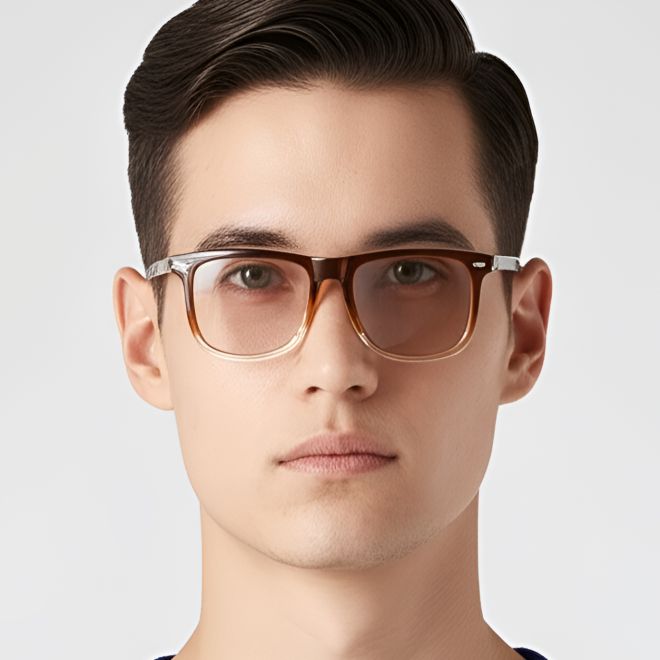 Rectangular Brown Acetate Sunglasses #BS0420-0136