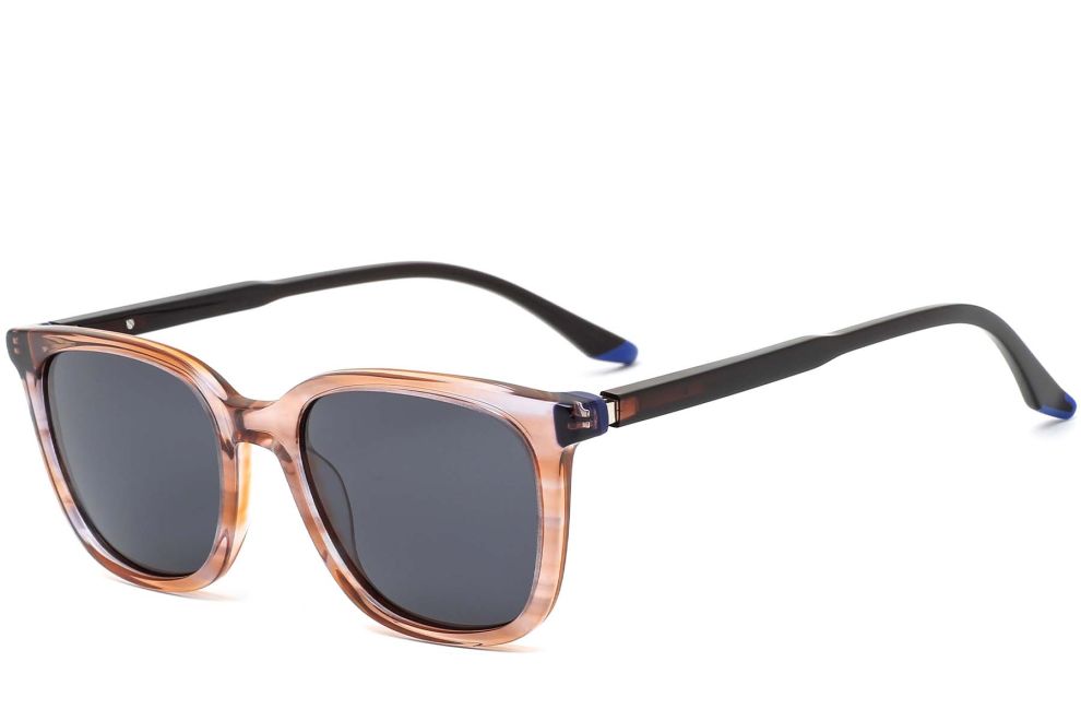 Rechteckige Sonnenbrille aus braunem Acetat #BS0420-0138
