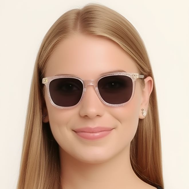 Rectangular Pink Acetate Sunglasses #BS0420-0139