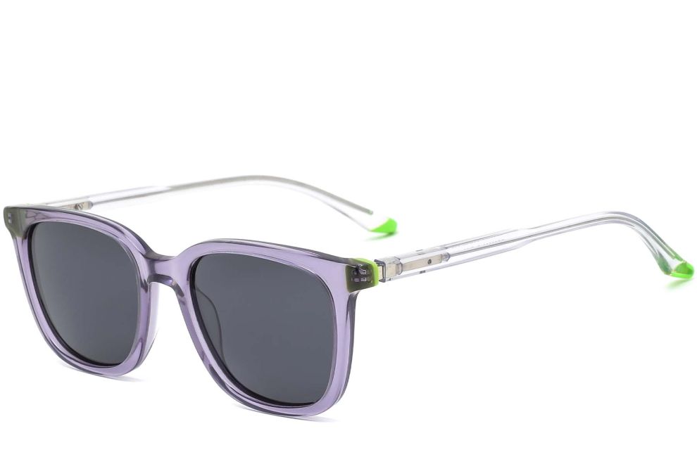 Rechteckige Sonnenbrille aus violettem Acetat #BS0420-0140
