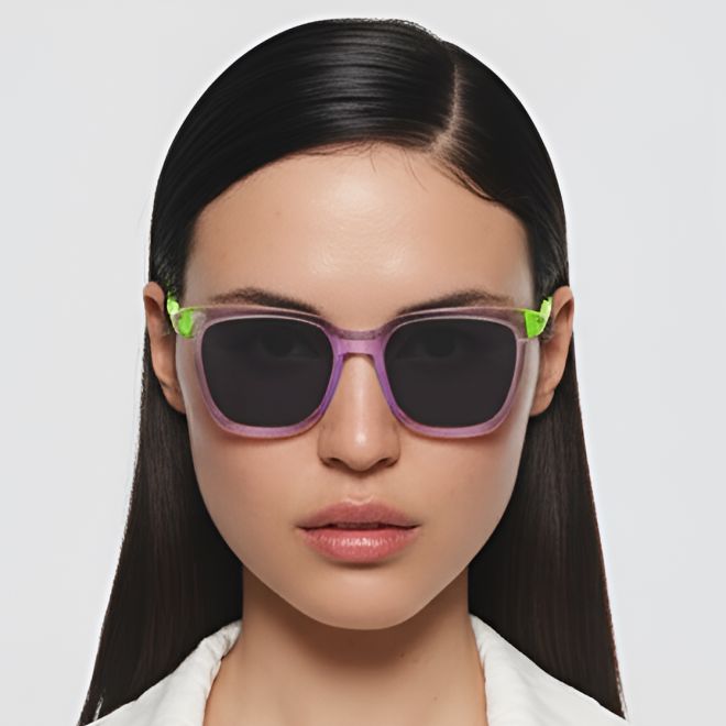 Rechteckige Sonnenbrille aus violettem Acetat #BS0420-0140