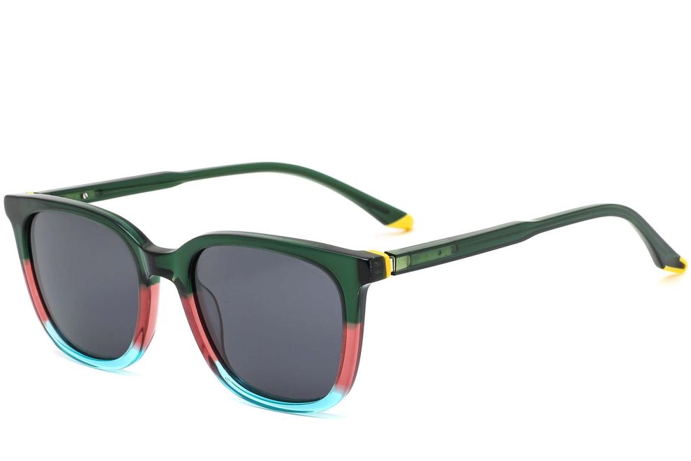 Rechteckige grüne Acetat-Sonnenbrille #BS0420-0141