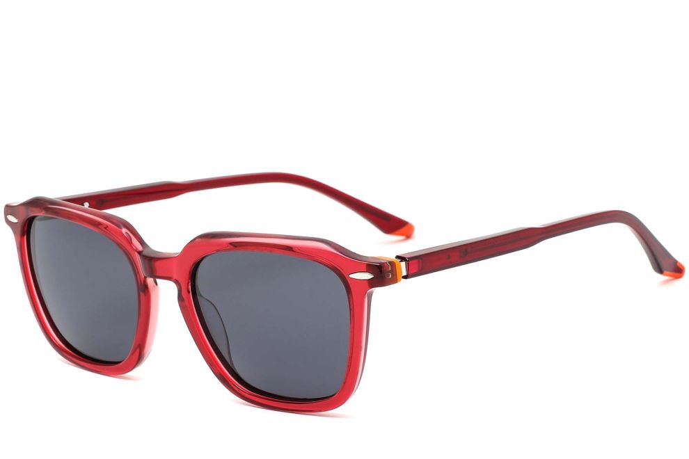Rechteckige rosa Acetat-Sonnenbrille #BS0420-0145