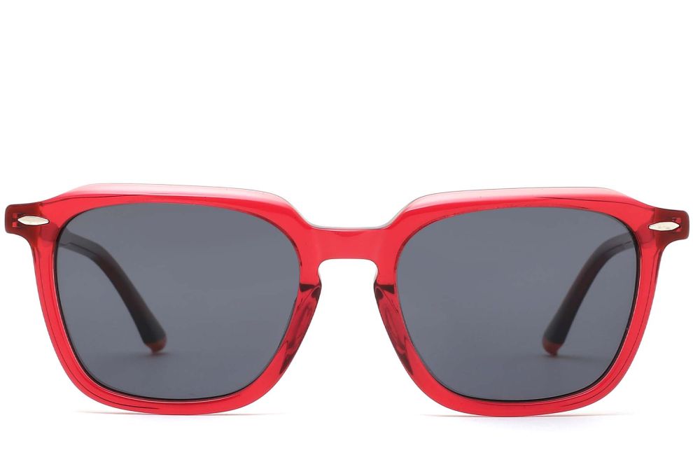 Rechteckige rosa Acetat-Sonnenbrille #BS0420-0145