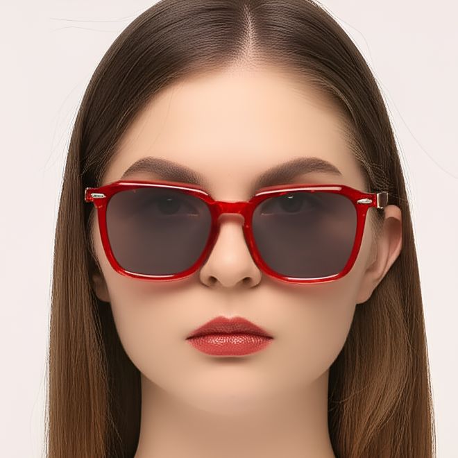 Rechteckige rosa Acetat-Sonnenbrille #BS0420-0145