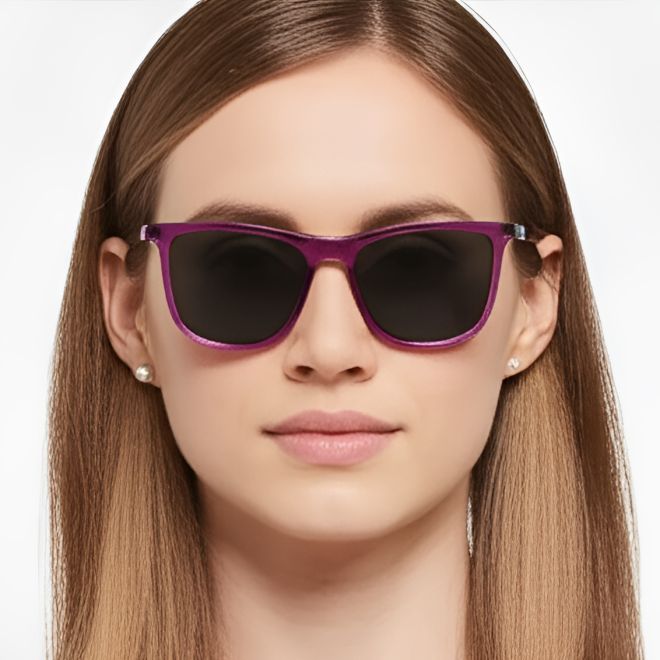 Lunettes de soleil rectangulaires en acétate violet #BS0420-0148