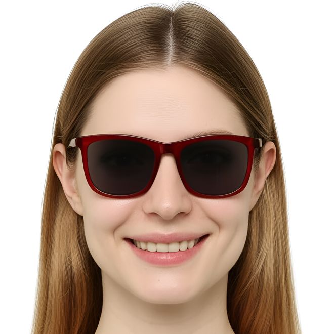 Rectangular Red Acetate Sunglasses #BS0420-0149