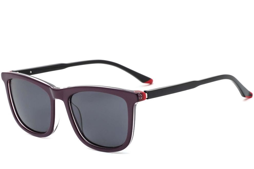 Rechteckige Sonnenbrille aus violettem Acetat #BS0420-0152