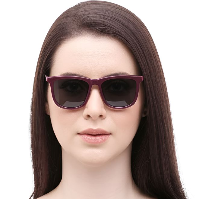 Rechteckige Sonnenbrille aus violettem Acetat #BS0420-0152