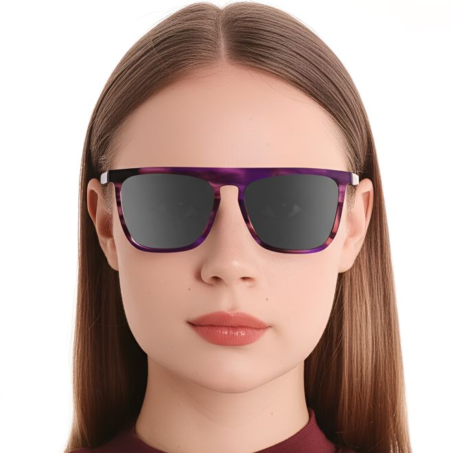 Rectangular Purple Acetate Sunglasses #BS0420-0154