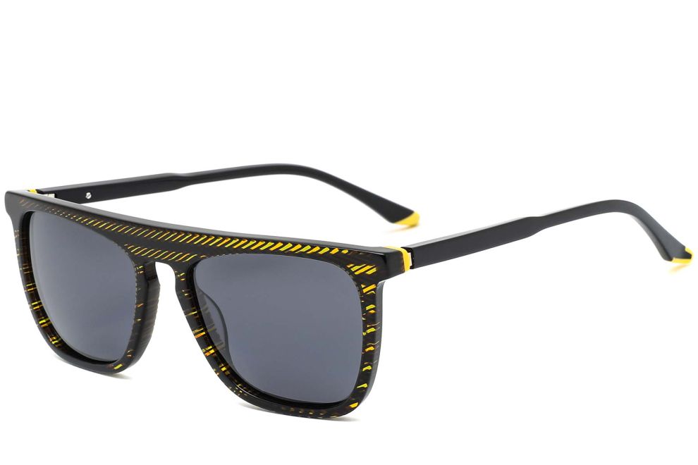 Rechteckige gelbe Acetat-Sonnenbrille #BS0420-0155