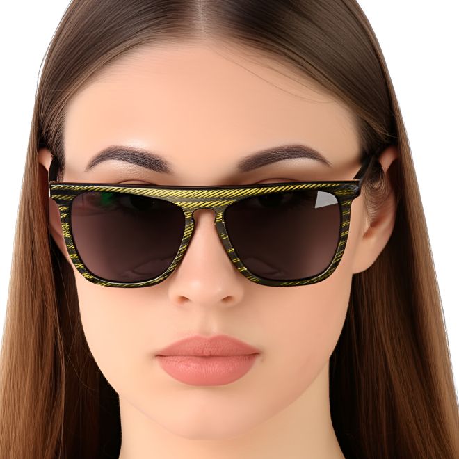 Rechteckige gelbe Acetat-Sonnenbrille #BS0420-0155