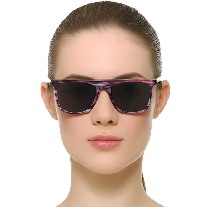 Rechteckige rote Acetat-Sonnenbrille #BS0420-0157