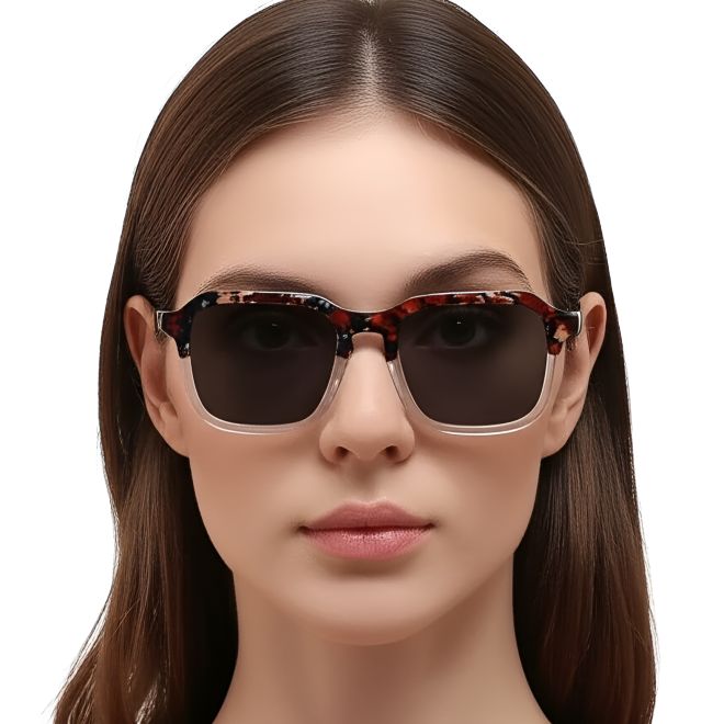 Rechteckige Schildpatt-Acetat-Sonnenbrille #BS0420-0159
