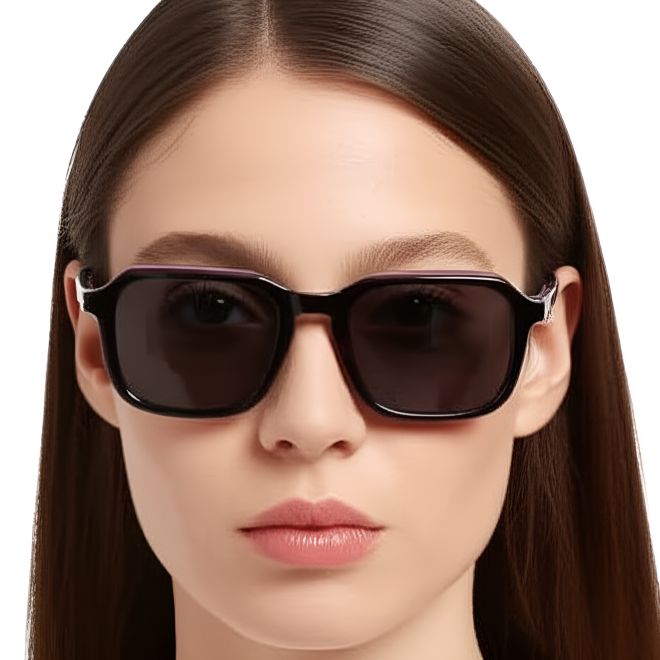 Rechteckige Sonnenbrille aus violettem Acetat #BS0420-0160