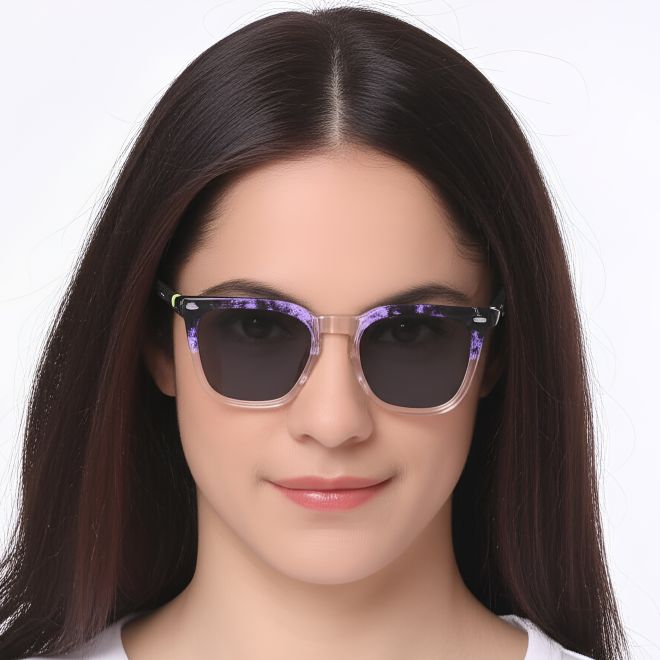 Rectangular Pattern Acetate Sunglasses #BS0420-0167