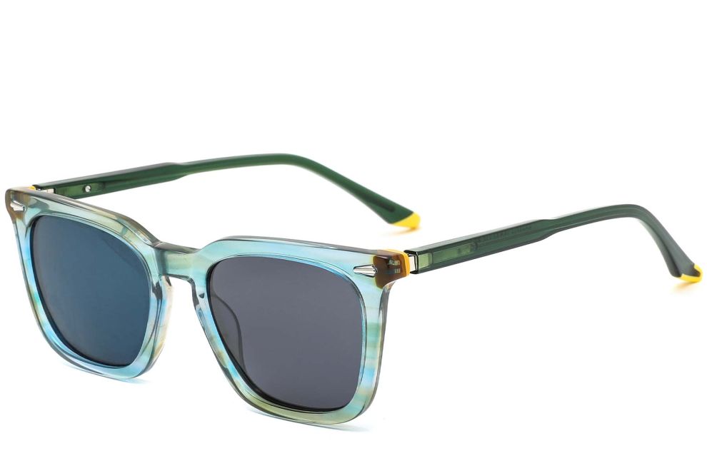 Rechteckige grüne Acetat-Sonnenbrille #BS0420-0168